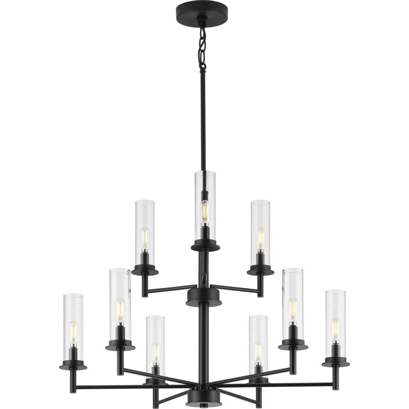 Lustre classique à 9 lumières de style bougie, Noir mat