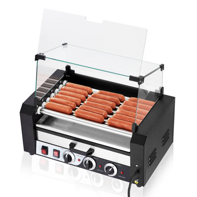 Gril à hot-dogs à 7 rouleaux, cuiseur à saucisses en acier inoxydable pour les fêtes et les événements, chaleur rapide, nettoyage facile, cuisson en gros lot pour les cuisines à la maison, les restaurants, les fêtes et les journées de jeux.