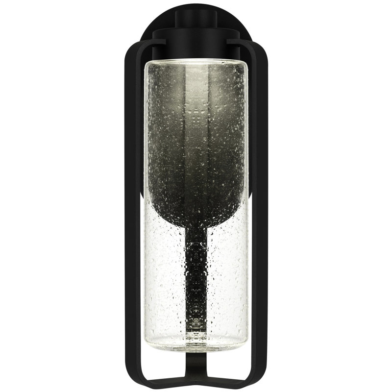 Applique murale à DEL de 15,5 pouces: 700 lumens 10W lumineux et intelligent, 3 réglages de température de couleur 3000K / 4000K / 5000K, intensité variable, abat-jour en verre transparent, acier noir, pour les espaces intérieurs humides