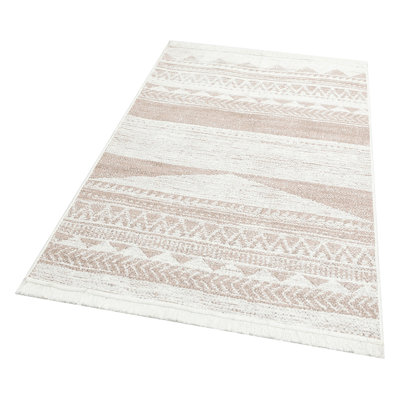 Tapis brun / crème en coton marocain Lummus