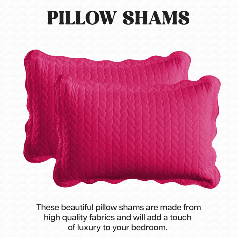 Embossed Quilted Bedspread Set – Soft Microfiber Coverlet With Pillow Shams, Hotel-Style Bedding For High Beds, Pink