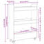 Narrow Storage Trolley 3 Tier Bookcase Rolling Cart Engineered Wood