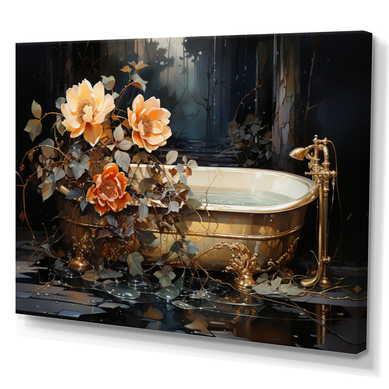 Baignoire en V doré - impressions sur toile, H 34 po x l 44 po x P 1,5 po, Toile tendue