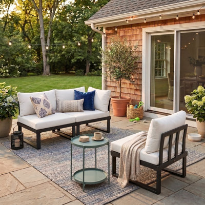 Anusri 3-Person Modular Aluminum Patio Sectional