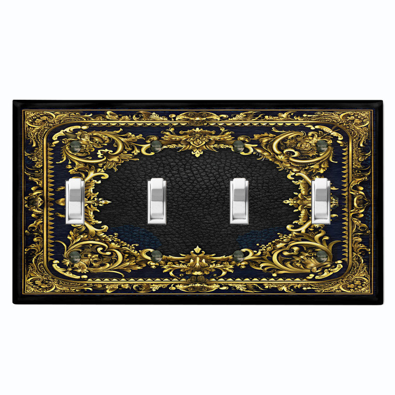 Couvercle de plaque d'interrupteur en métal; Bascule standard à 4 bandes US - image imprimée du cadre royal, #4 Quad Toggle