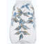 Vase rond en verre transparent de 32 cm de hauteur, orné de motifs botaniques bleus et dorés, grand vase décoratif pour fleurs