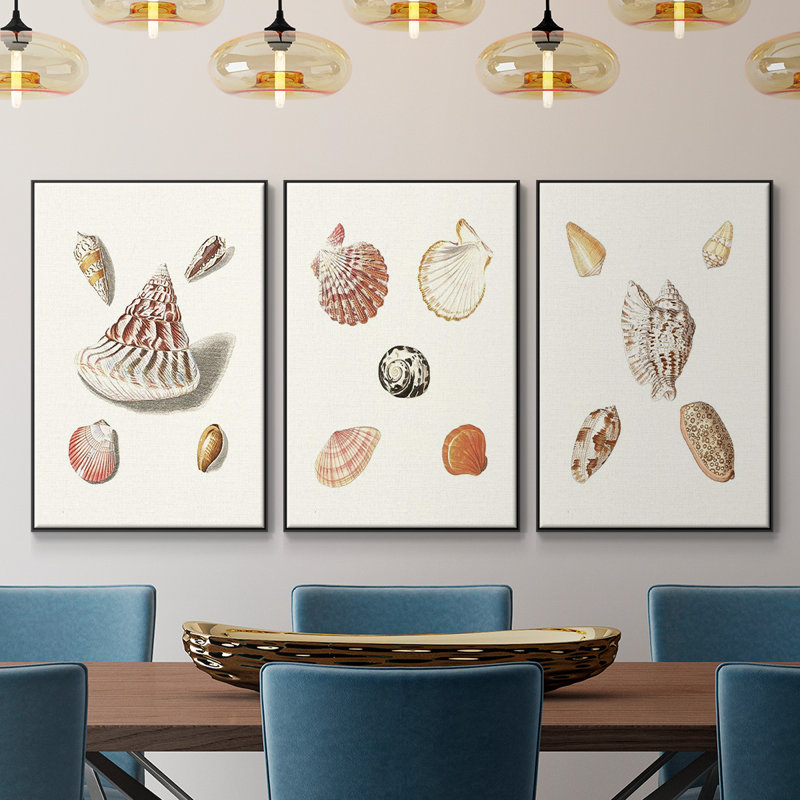 Pastel Knorr Shells VI 3 pièces, Noir, H 40 po x l 90 po x P 2 po