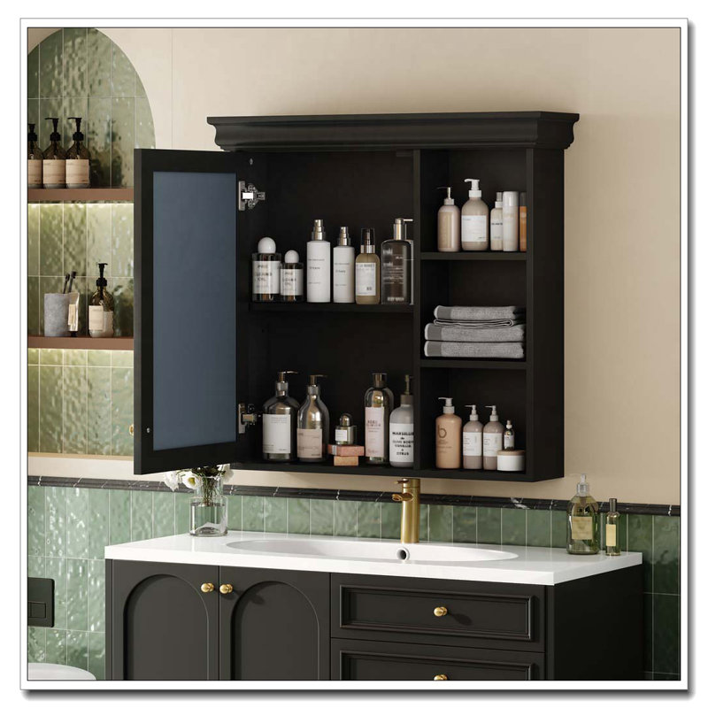 Bathroom Medicine Cabinet with Mirror, Gray