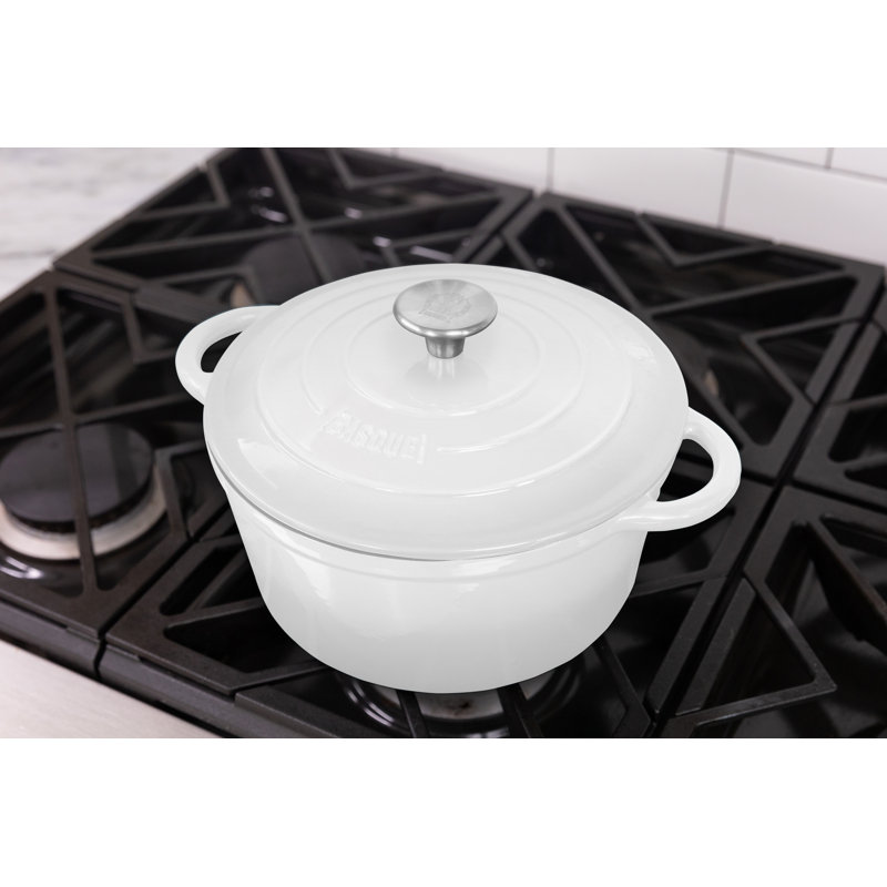 White Enameled Cast Iron 7-Piece Nonstick Cookware Set