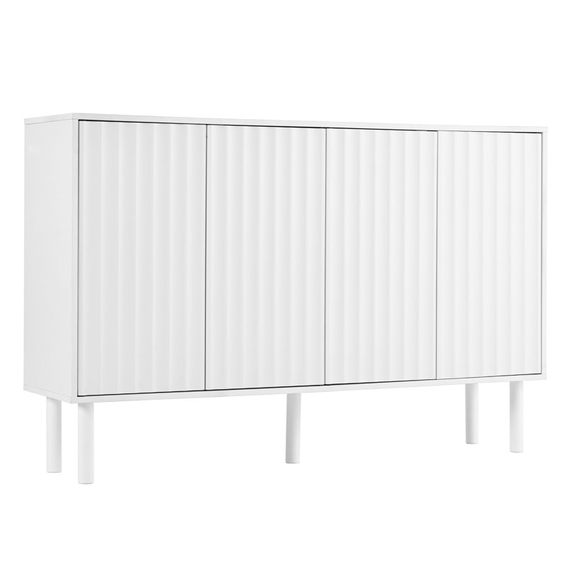 Armoire de rangement pour chaussures, armoire buffet avec portes cannelées, armoire de rangement avec tablettes réglables pour le salon