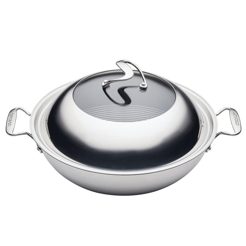 Circulon 14-Inch Stainless Steel Wok with Glass Lid