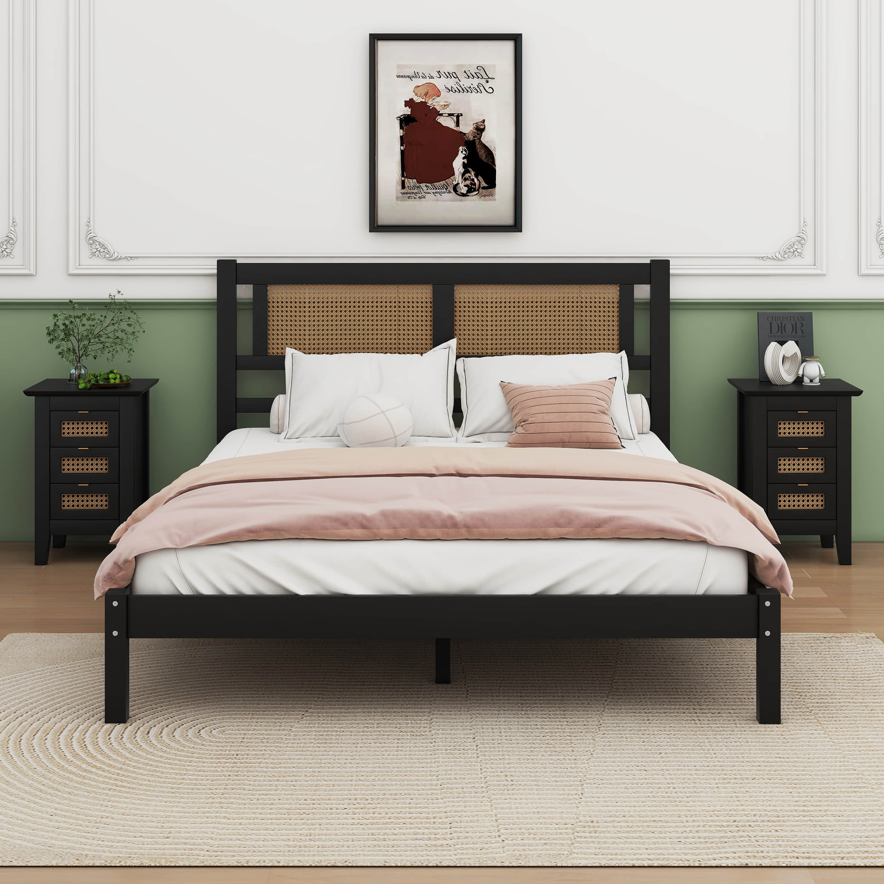 Latitude Run® Shamima 3Pieces Bedroom Sets Queen Size Wooden Platform