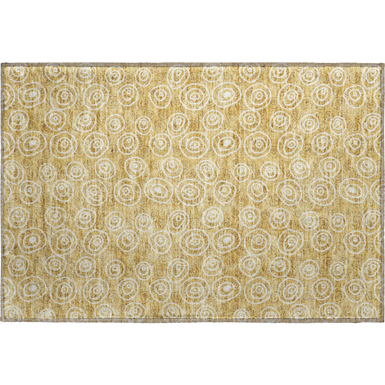 Premium Machine Washable Prisco Gold Rug