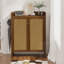 Armoire à chaussures haute en rotin avec portes et tablettes réglables-304561178