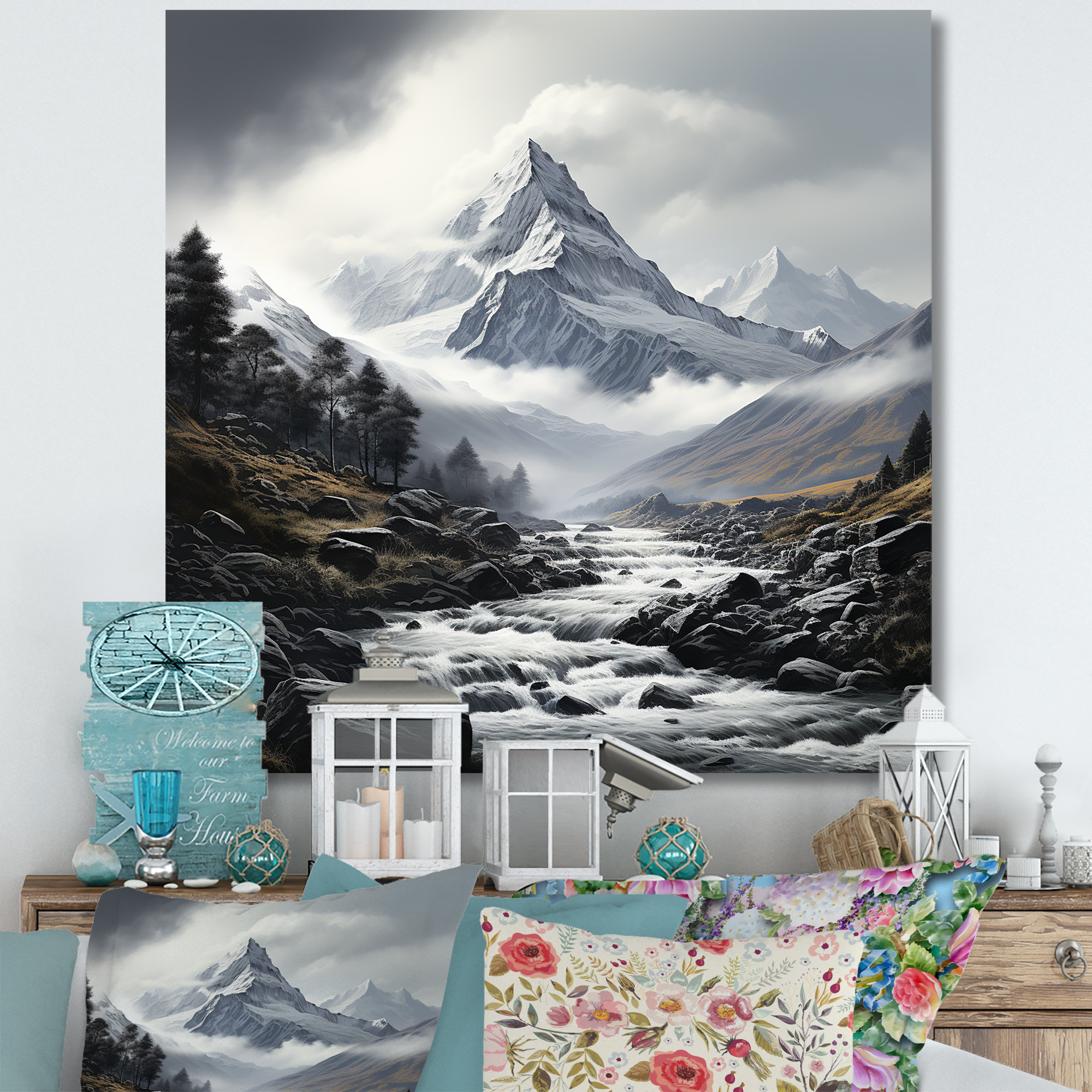 Millwood Pines Swiss Mountains Landscape Fog III - Fruits Wall Art ...