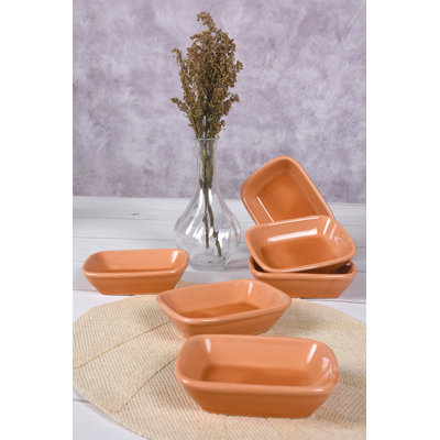 Ensemble de bols vibrants en céramique (6 pièces), 5,1 x 5,1 x 1,1 pouces | 100% céramique, capacité de 8,5 oz liq. Chacune | Va au lave-vaisselle et au micro-ondes, parfait pour le service, les collations et la décoration, de couleur orange vif pour une table amusante