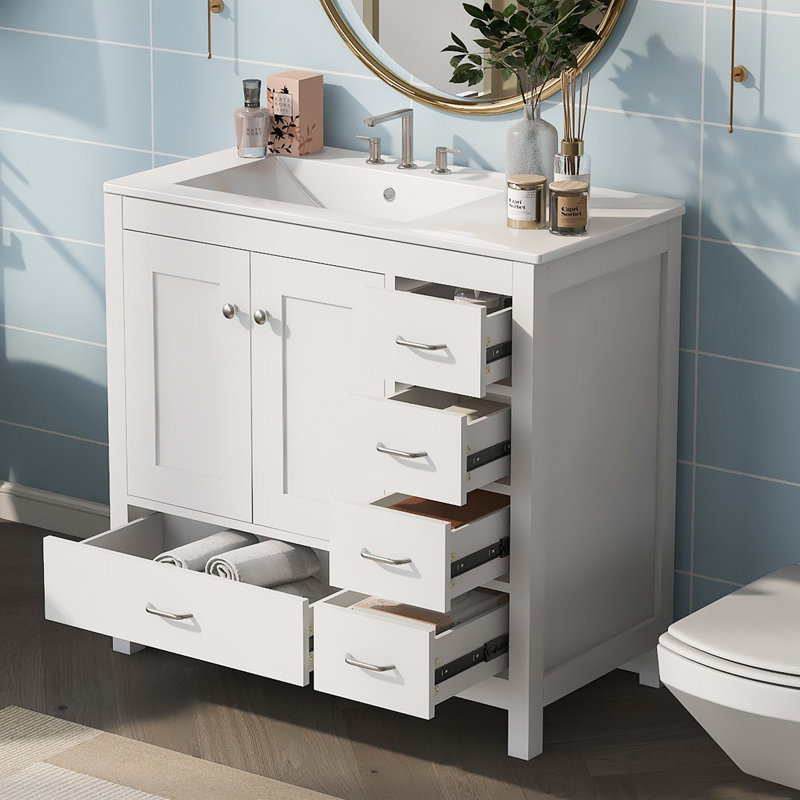 Meuble-lavabo de salle de bain avec lavabo en céramique