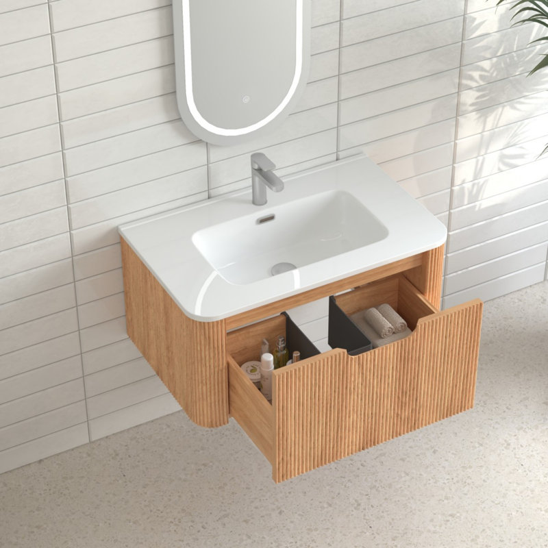 Meuble-lavabo mural flottant pré-assemblé avec lavabo, 30"