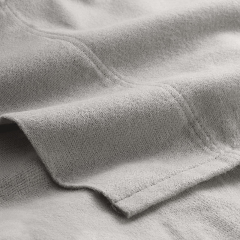 100% Cotton Flannel Sheet Set, Light Gray, Twin Sheet Set with 1 Pillowcase