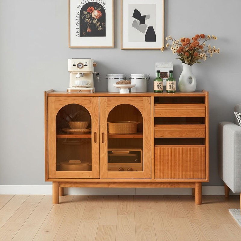 Buffet de rangement multifonctionnel en bois massif, H 35,43 po x l 51,18 po x P 15,74 po