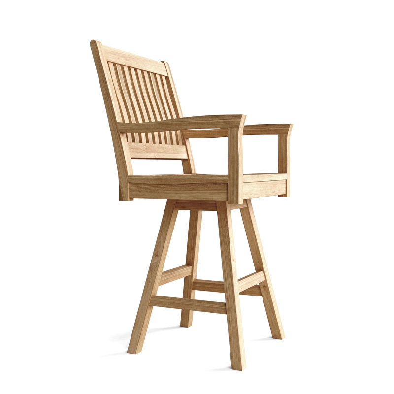 Rialto Outdoor Teak Swivel Bar Stool, (No Cushion)