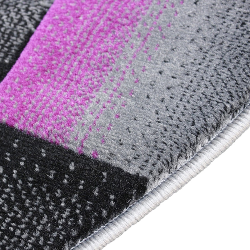 Tapis d'intérieur à motif de couleurs géométriques mauve et gris Abbie-May, Rond 5 pi