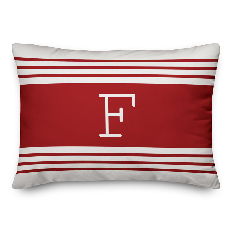 Striped Throw Pillow, F, Red