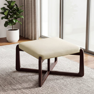 24" Wide Faux Leather Upholstered Square Ottoman