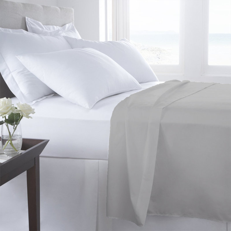 Ensemble de draps pour chambre d'amis 100% coton ALVITO, Drap plat double, Tanné