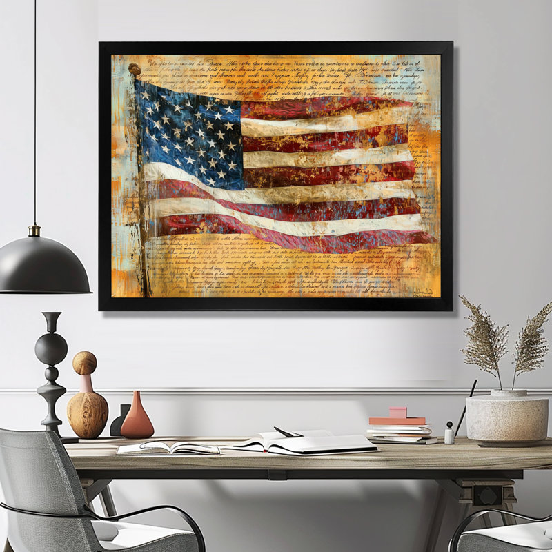 Labus, nous tenons ces vérités dans le drapeau américain - art mural patriotiste américain, Noir, noir, noir, noir