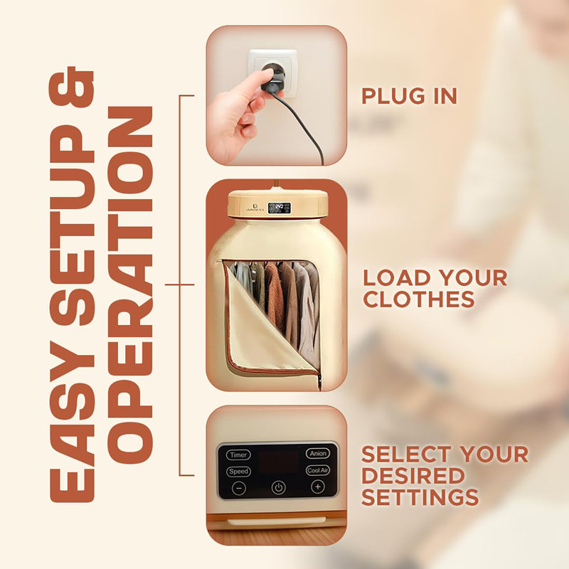 Foldable Portable Clothes Dryer with Timer