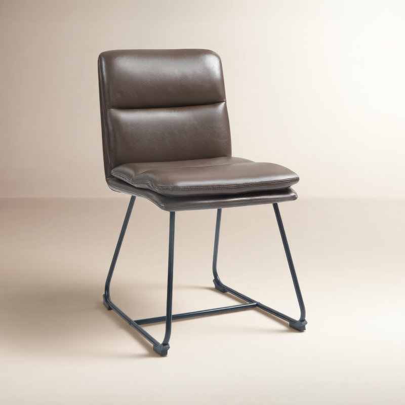 Volana Upholstered Dining Chair, Brown Pebbled Faux Leather