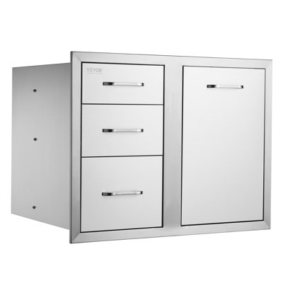 Stellweilan Outdoor Kitchen Door Drawer with Propane Drawer and Adjustable Garbage Ring