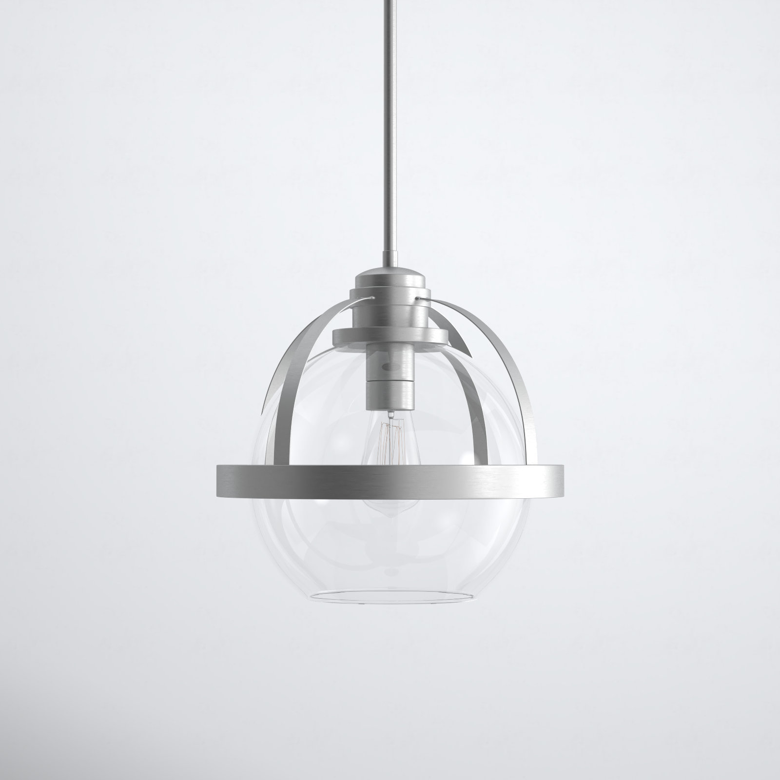 Single Light Glass Dimmable Pendant, Satin Nickel