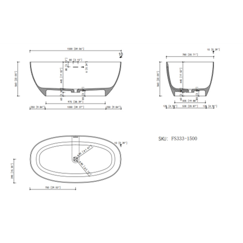 solid surface soaking bathtub