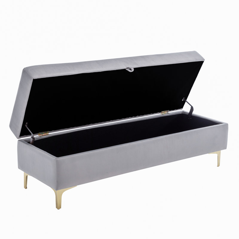 Banc de rangement en velours Mercer41, Gris