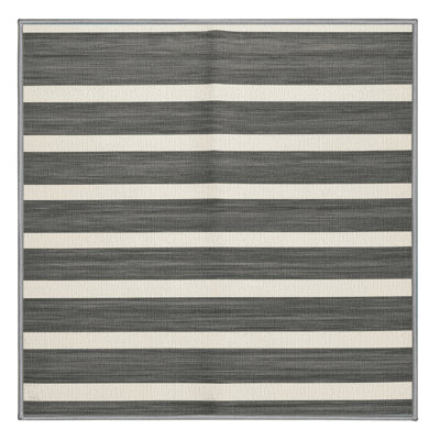 Washable Pearl Gray White Striped Area Rug
