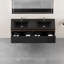 Meuble-lavabo double suspendu de 152 cm (60 po), tiroir à fermeture douce cannelé vertical, en forme de U, préassemblé, armoire noire, lavabo en quartz noir sable-565434348-565434342