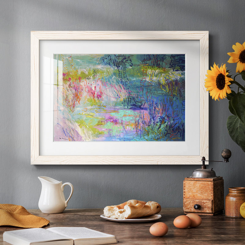 «Floating on a Dream», reproduction encadrée rustique avec tableau mat, H 26 po x l 38 po, Blanc
