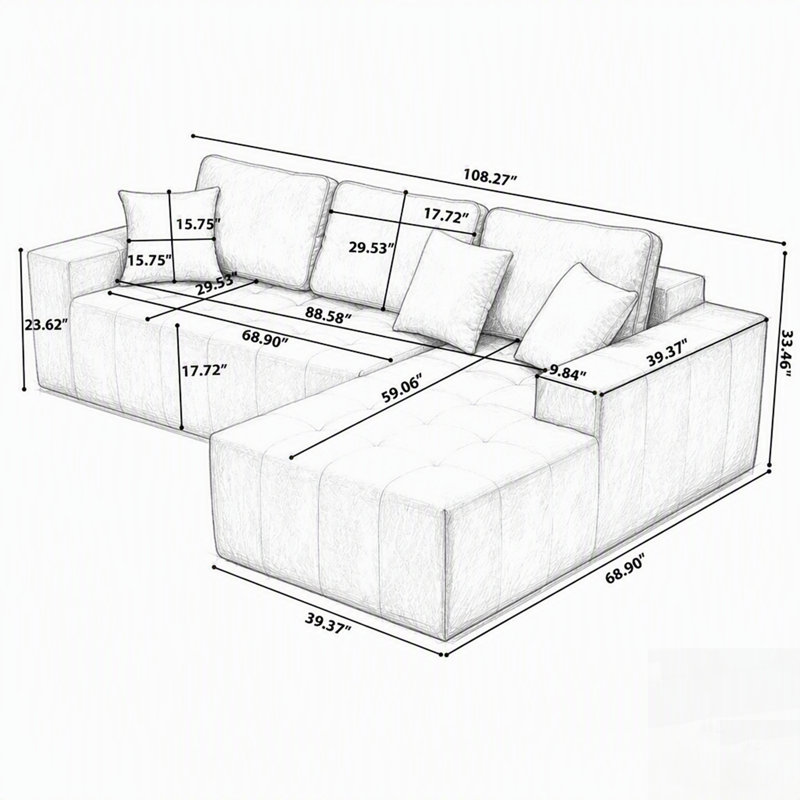 Canapé-lit de coin en similicuir avec méridienne à compression, canapé modulaire en forme de L avec éponge haute densité, canapé convertible sans assemblage requis pour le salon, appartement, chambre d'amis