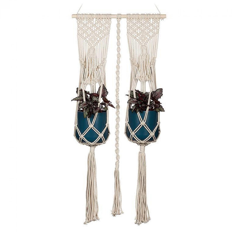 Double Macrame Hanging Plant Holder