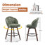 Ensemble de tabouret de bar et de comptoir pivotant Mid-Century 27 po avec base en bois et grand siège, chenille vert olive -1825781370