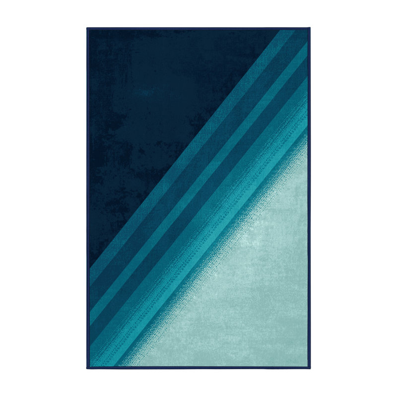 Machine Washable Paublo Victoria Falls Contemporary Ombre Rug in Green – Navy Binding, 5x7