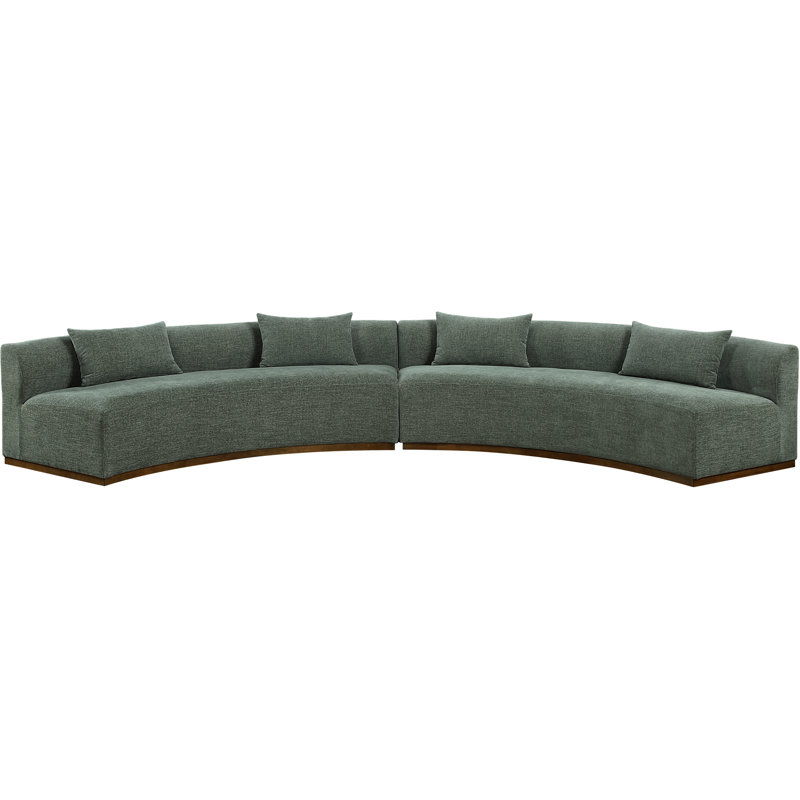Canapé modulaire en tissu de chenille rembourré 2 pièces 182,5 po Avanti, Chenille olive, H 30 po x l 183 po x P 68 po