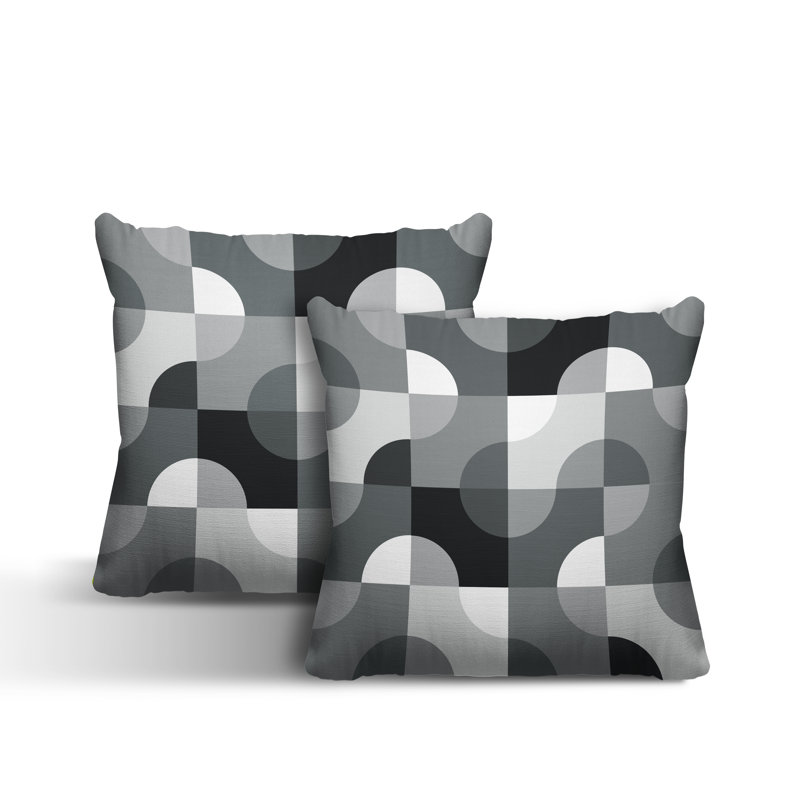 Coussin décoratif carré intérieur / extérieur Milda, L 15 po x H 15 po, Gris