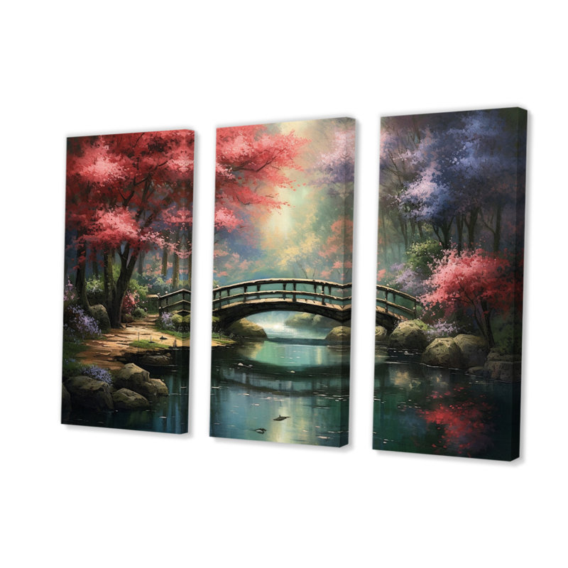 Japon, terre du Samouraï IV sur toile, 3 pièces, H 40 po x l 60 po x P 1 po