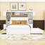 Lit plateforme en bois avec prises intégrées et amplement de rangement-302226804-302226805