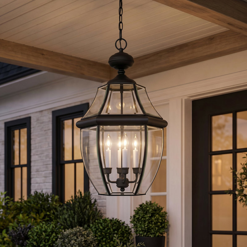 Lanterne suspendue d'extérieur 4 lumières Newbury, Noir mystique
