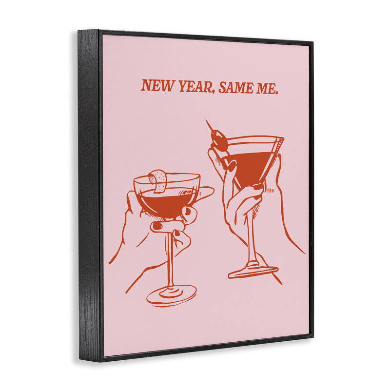  New Year Same Me Framed Giclee Art by House of Lulu, H 14 po x l 11 po, Giclée encadrée noir minuit