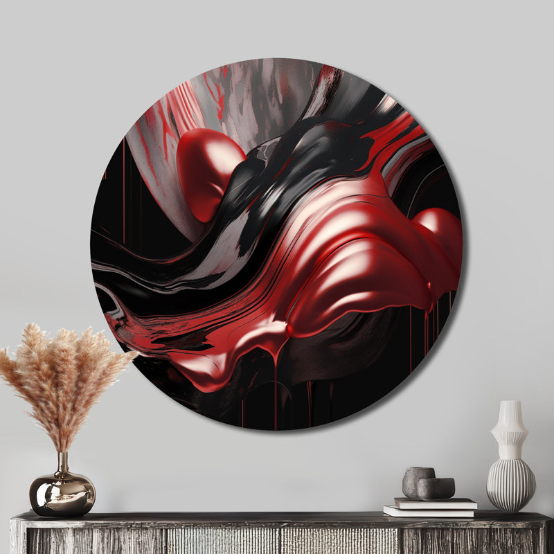 Captivating Marble Ii - Décoration murale abstraite sur métal, L 29 po x H 29 po, Rouge